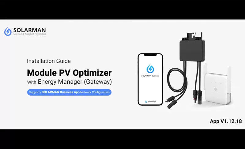 Guide d'installation-Module PV Optimiseur Avec Energy Manager (Gateway) SOLARMAN Business App Network